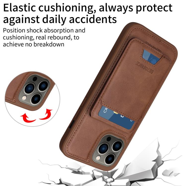 For iPhone 13 Pro Max BETOPNICE Vertical Flip Detachable MagSafe Wallet Phone Case(Brown)