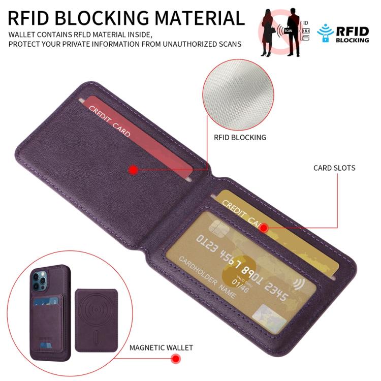 For iPhone 12 Pro Max BETOPNICE Vertical Flip Detachable MagSafe Wallet Phone Case(Purple)