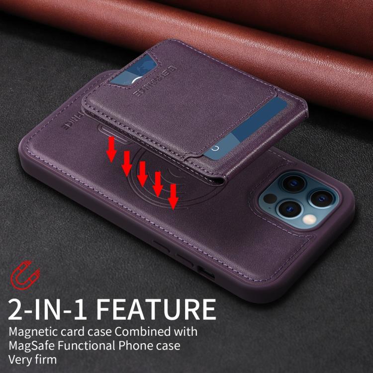 For iPhone 12 Pro Max BETOPNICE Vertical Flip Detachable MagSafe Wallet Phone Case(Purple)