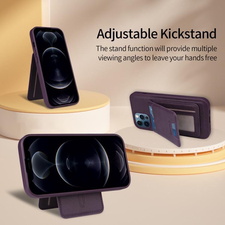 For iPhone 12 Pro Max BETOPNICE Vertical Flip Detachable MagSafe Wallet Phone Case(Purple)