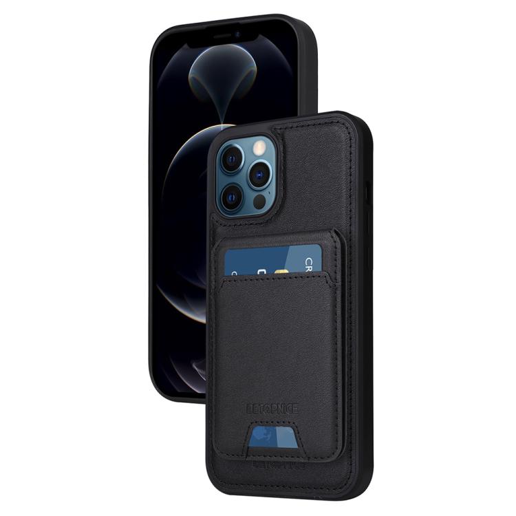 For iPhone 12 Pro Max BETOPNICE Vertical Flip Detachable MagSafe Wallet Phone Case(Black)
