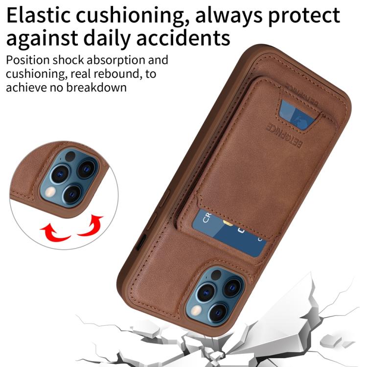 For iPhone 12 Pro Max BETOPNICE Vertical Flip Detachable MagSafe Wallet Phone Case(Brown)