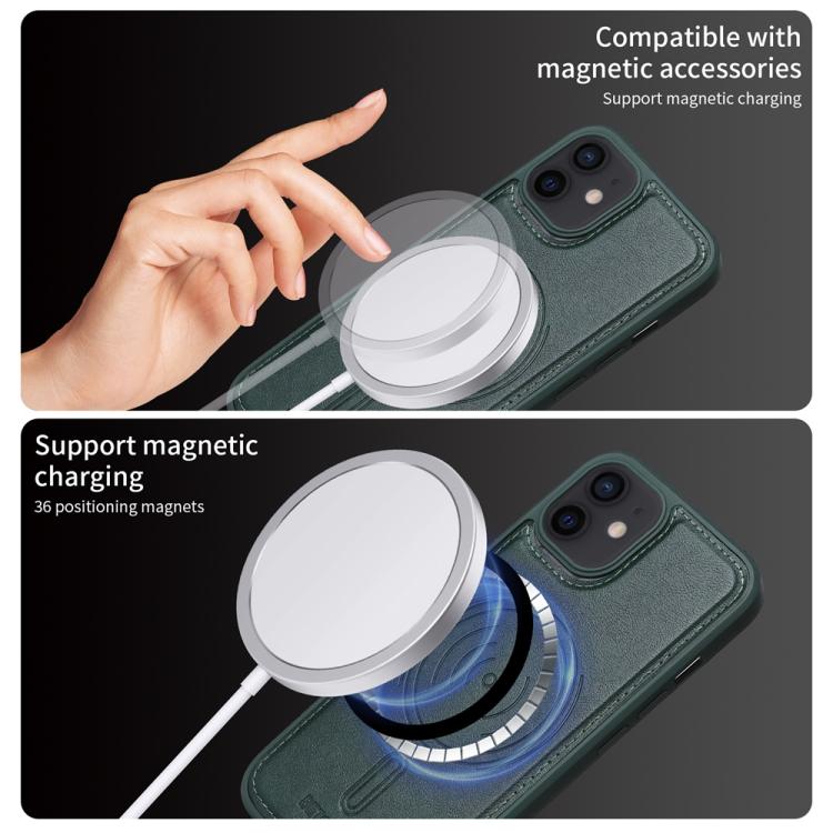 For iPhone 12 / 12 Pro BETOPNICE Vertical Flip Detachable MagSafe Wallet Phone Case(Green)