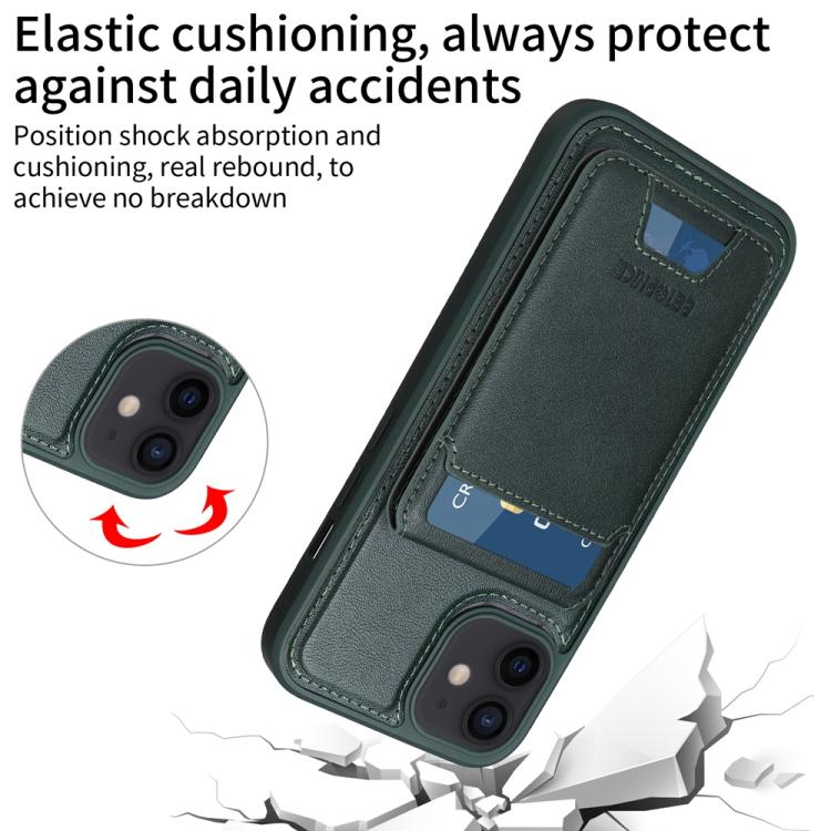 For iPhone 12 / 12 Pro BETOPNICE Vertical Flip Detachable MagSafe Wallet Phone Case(Green)