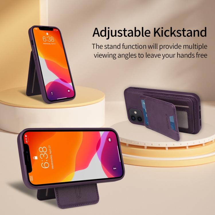 For iPhone 12 / 12 Pro BETOPNICE Vertical Flip Detachable MagSafe Wallet Phone Case(Purple)