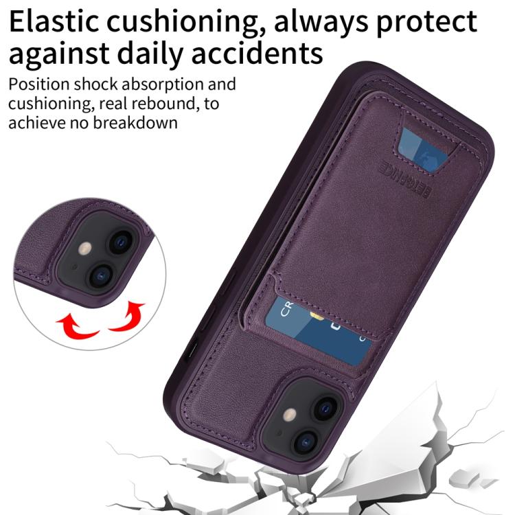 For iPhone 12 / 12 Pro BETOPNICE Vertical Flip Detachable MagSafe Wallet Phone Case(Purple)