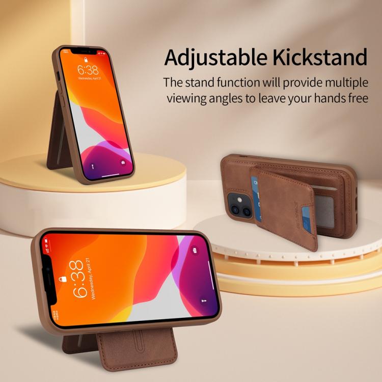 For iPhone 12 / 12 Pro BETOPNICE Vertical Flip Detachable MagSafe Wallet Phone Case(Brown)