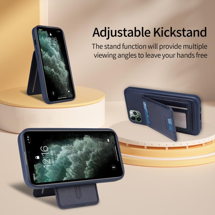 For iPhone 11 Pro Max BETOPNICE Vertical Flip Detachable MagSafe Wallet Phone Case(Blue)