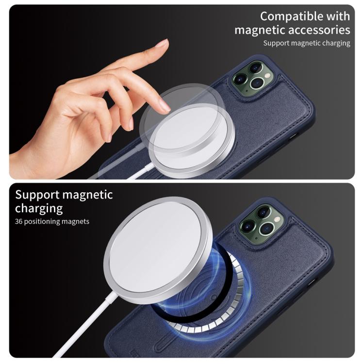 For iPhone 11 Pro Max BETOPNICE Vertical Flip Detachable MagSafe Wallet Phone Case(Blue)