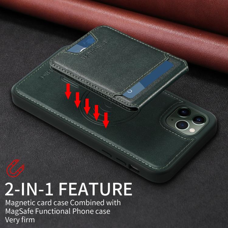 For iPhone 11 Pro Max BETOPNICE Vertical Flip Detachable MagSafe Wallet Phone Case(Green)