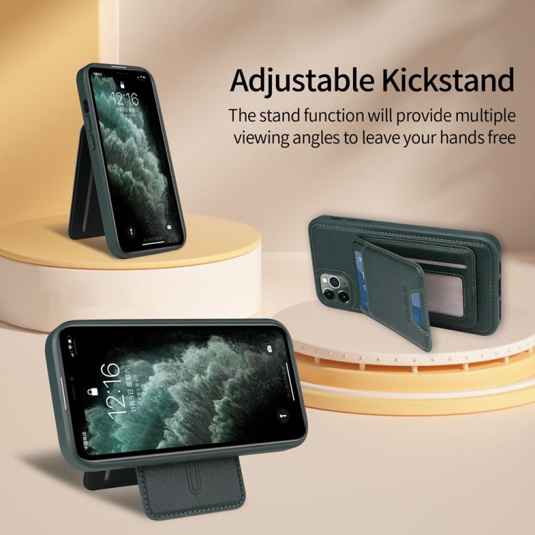 For iPhone 11 Pro Max BETOPNICE Vertical Flip Detachable MagSafe Wallet Phone Case(Green)
