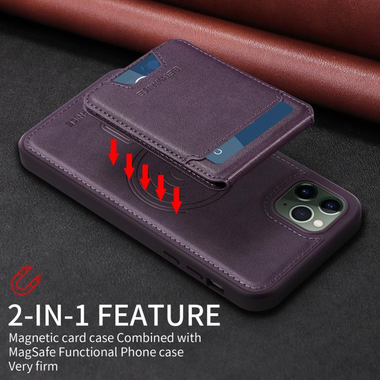 For iPhone 11 Pro Max BETOPNICE Vertical Flip Detachable MagSafe Wallet Phone Case(Purple)