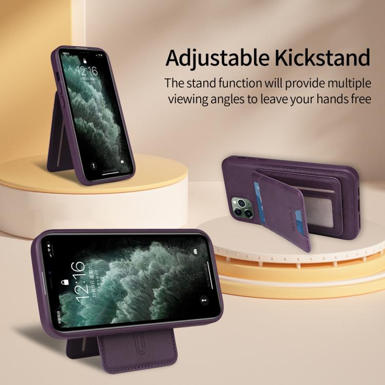 For iPhone 11 Pro Max BETOPNICE Vertical Flip Detachable MagSafe Wallet Phone Case(Purple)