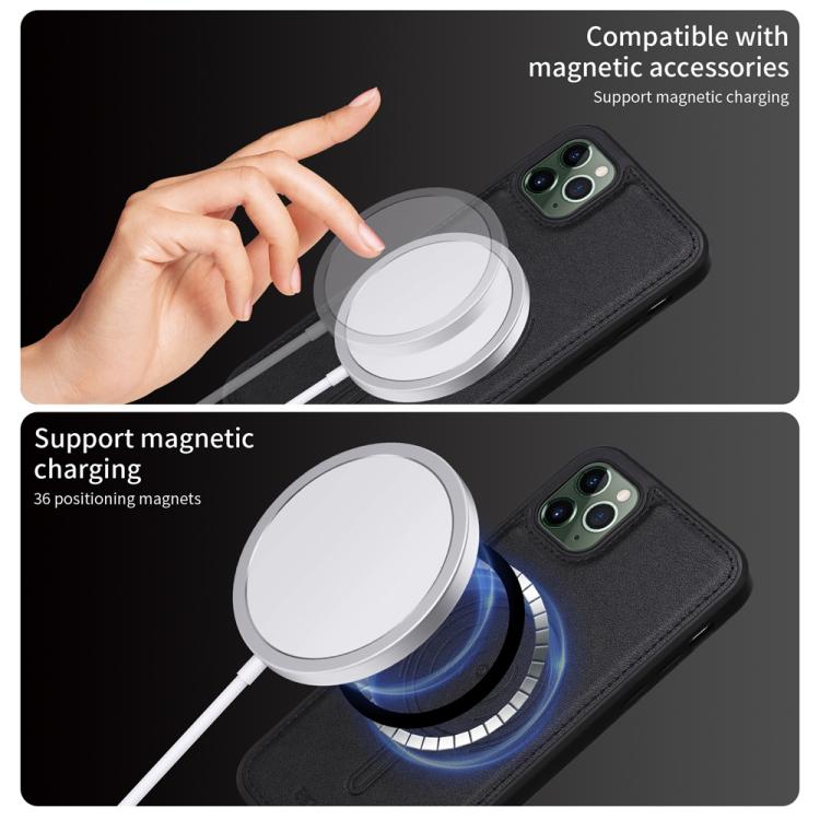 For iPhone 11 Pro Max BETOPNICE Vertical Flip Detachable MagSafe Wallet Phone Case(Black)