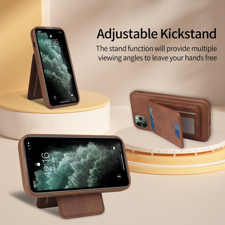 For iPhone 11 Pro Max BETOPNICE Vertical Flip Detachable MagSafe Wallet Phone Case(Brown)