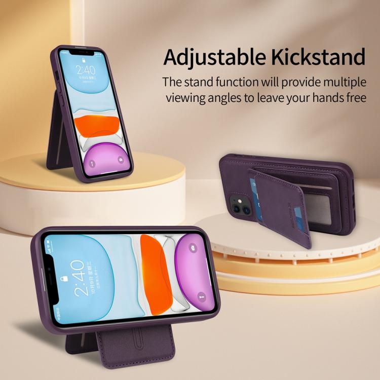 For iPhone 11 BETOPNICE Vertical Flip Detachable MagSafe Wallet Phone Case(Purple)