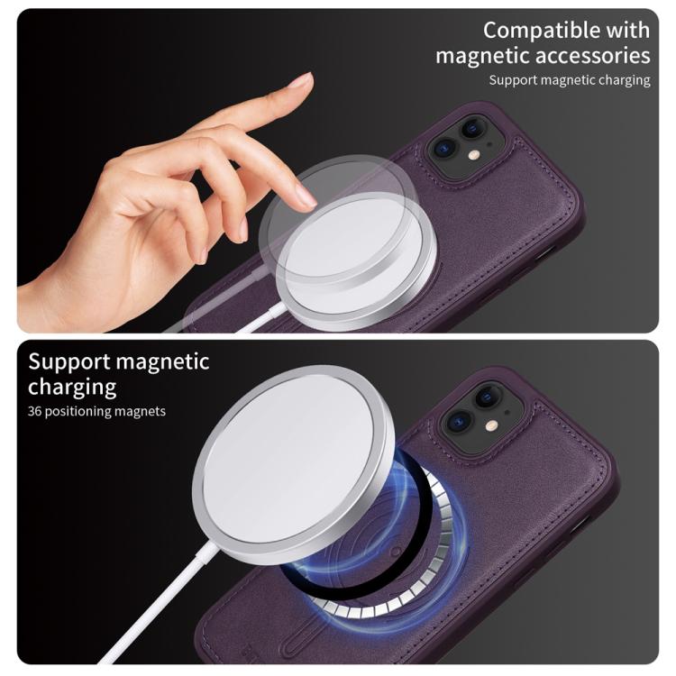 For iPhone 11 BETOPNICE Vertical Flip Detachable MagSafe Wallet Phone Case(Purple)