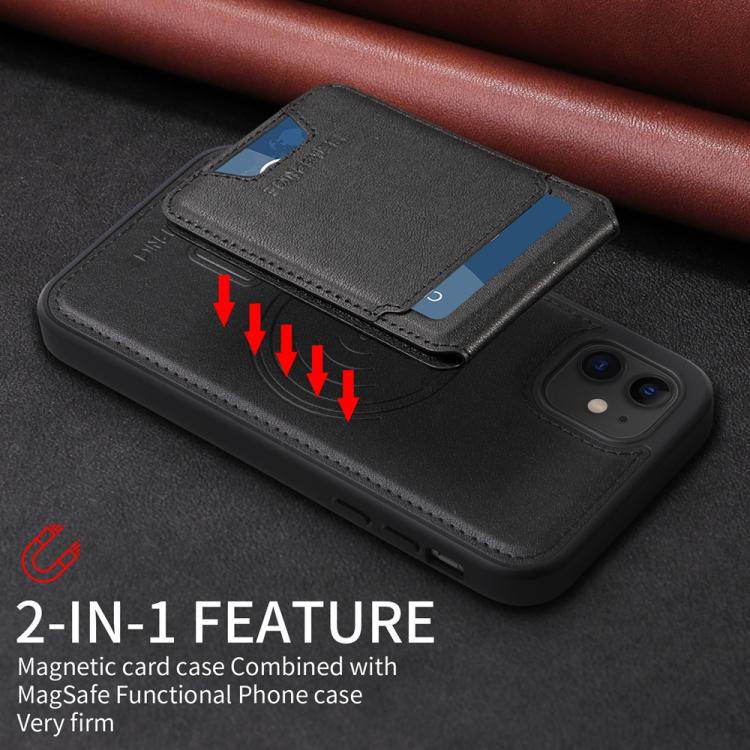 For iPhone 11 BETOPNICE Vertical Flip Detachable MagSafe Wallet Phone Case(Black)