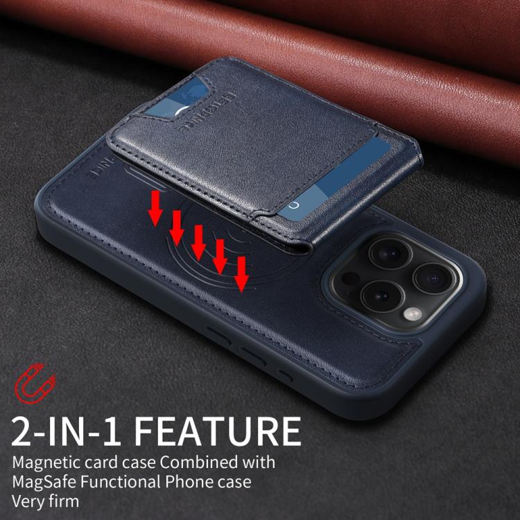 For iPhone 15 Pro BETOPNICE Vertical Flip Detachable MagSafe Wallet Phone Case(Blue)