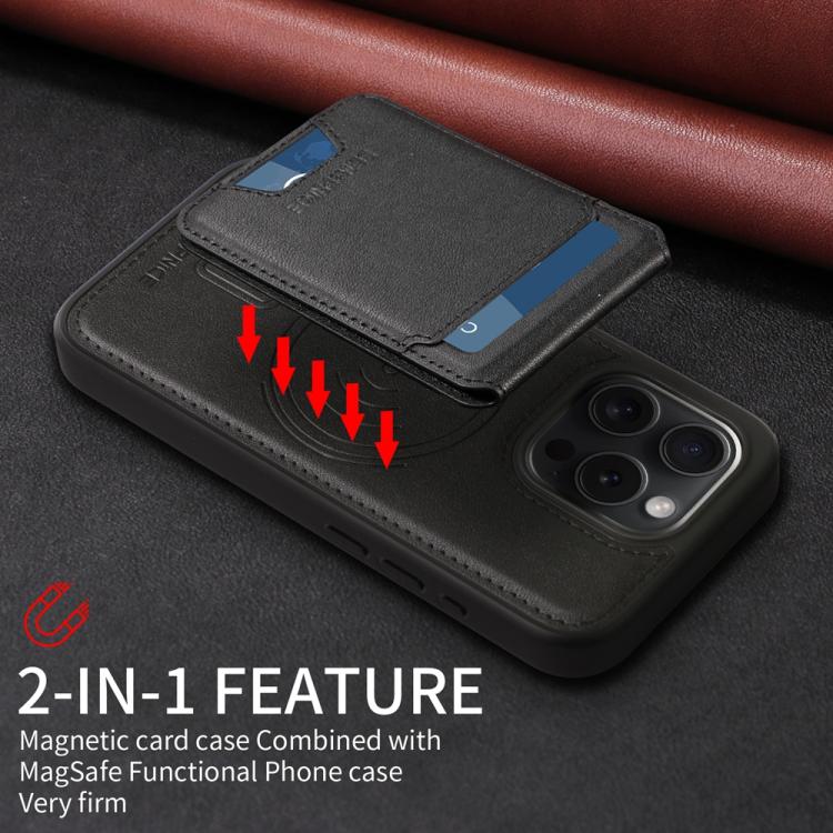 For iPhone 15 Pro BETOPNICE Vertical Flip Detachable MagSafe Wallet Phone Case(Black)