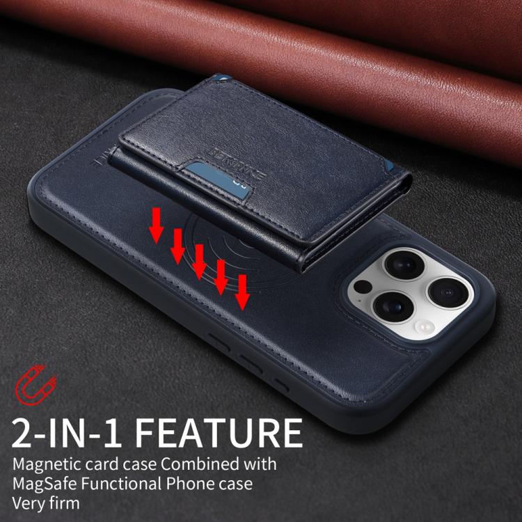 For iPhone 16 Pro Max BETOPNICE Horizontal Flip Detachable MagSafe Wallet Phone Case(Blue)