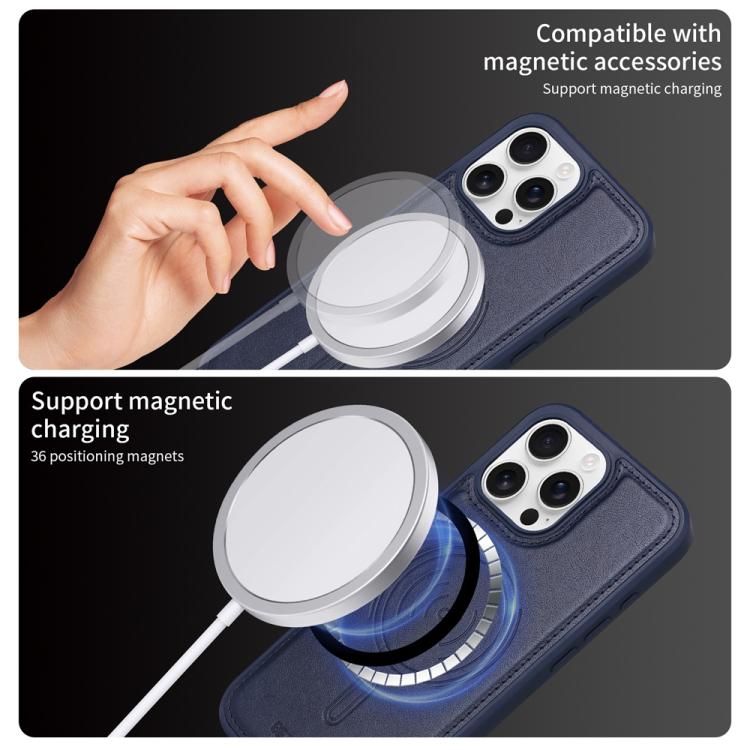 For iPhone 16 Pro Max BETOPNICE Horizontal Flip Detachable MagSafe Wallet Phone Case(Blue)
