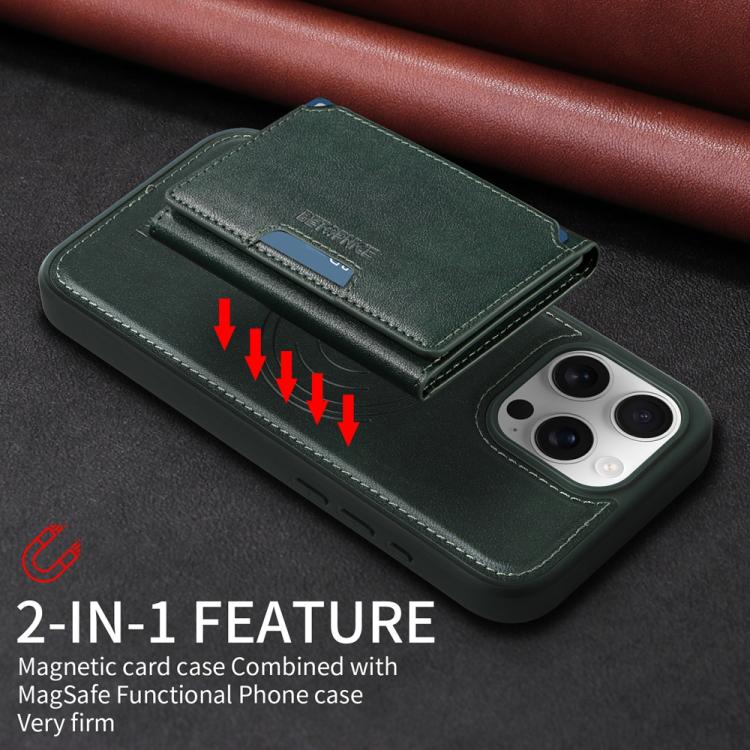 For iPhone 16 Pro Max BETOPNICE Horizontal Flip Detachable MagSafe Wallet Phone Case(Green)