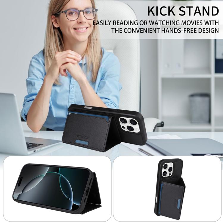 For iPhone 16 Pro Max BETOPNICE Horizontal Flip Detachable MagSafe Wallet Phone Case(Black)