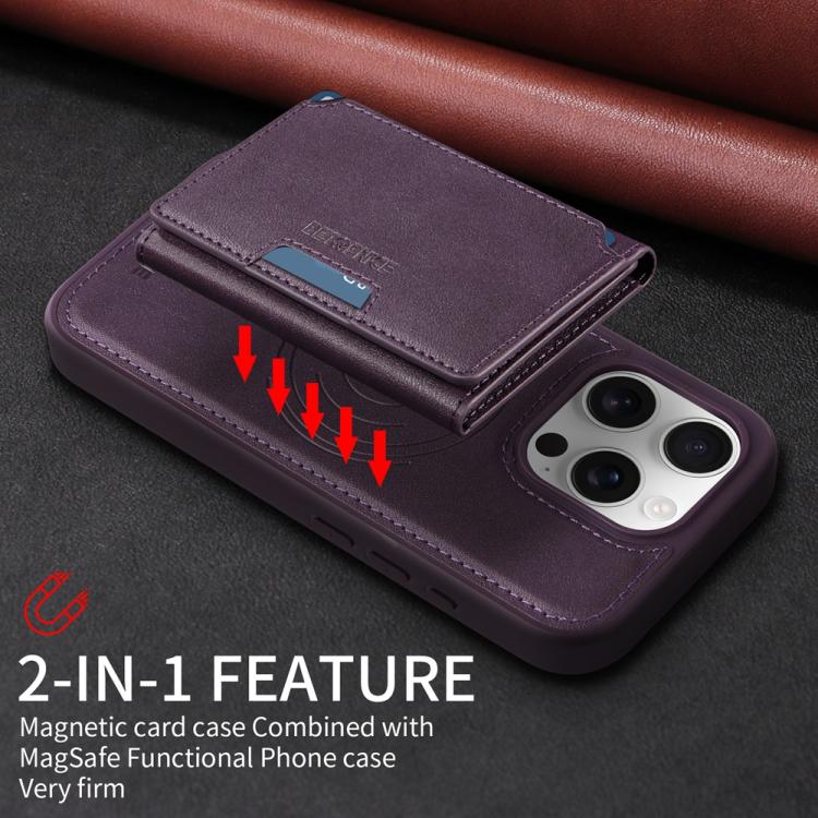 For iPhone 16 Pro BETOPNICE Horizontal Flip Detachable MagSafe Wallet Phone Case(Purple)