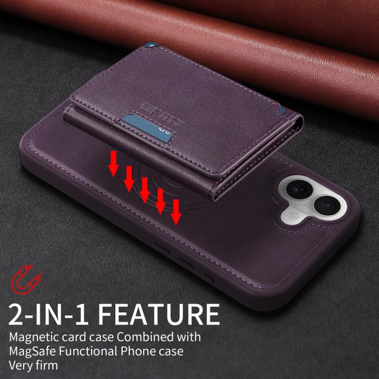 For iPhone 16 Plus BETOPNICE Horizontal Flip Detachable MagSafe Wallet Phone Case(Purple)