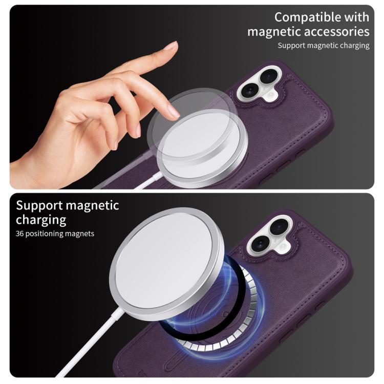 For iPhone 16 Plus BETOPNICE Horizontal Flip Detachable MagSafe Wallet Phone Case(Purple)