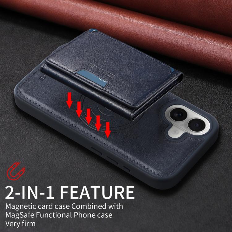 For iPhone 16 BETOPNICE Horizontal Flip Detachable MagSafe Wallet Phone Case(Blue)