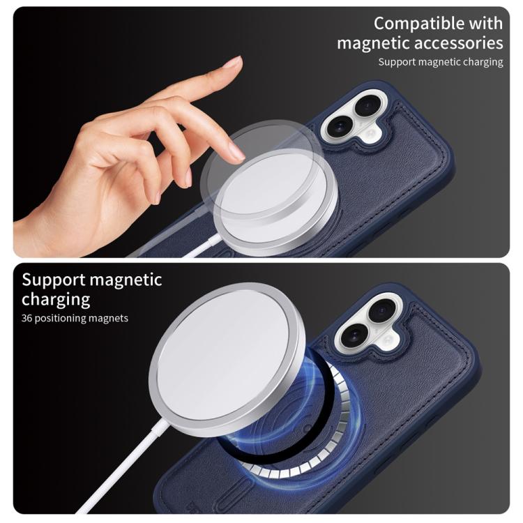 For iPhone 16 BETOPNICE Horizontal Flip Detachable MagSafe Wallet Phone Case(Blue)