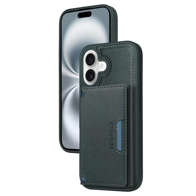 For iPhone 16 BETOPNICE Horizontal Flip Detachable MagSafe Wallet Phone Case(Green)
