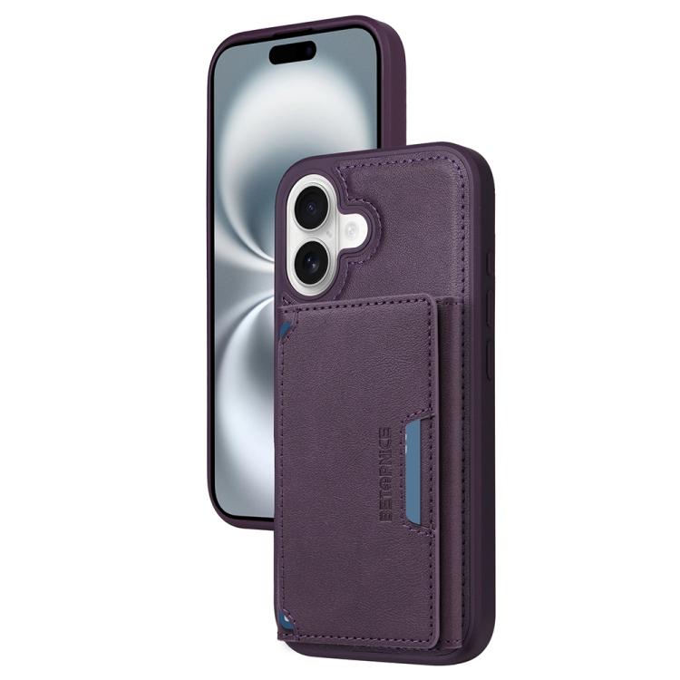 For iPhone 16 BETOPNICE Horizontal Flip Detachable MagSafe Wallet Phone Case(Purple)
