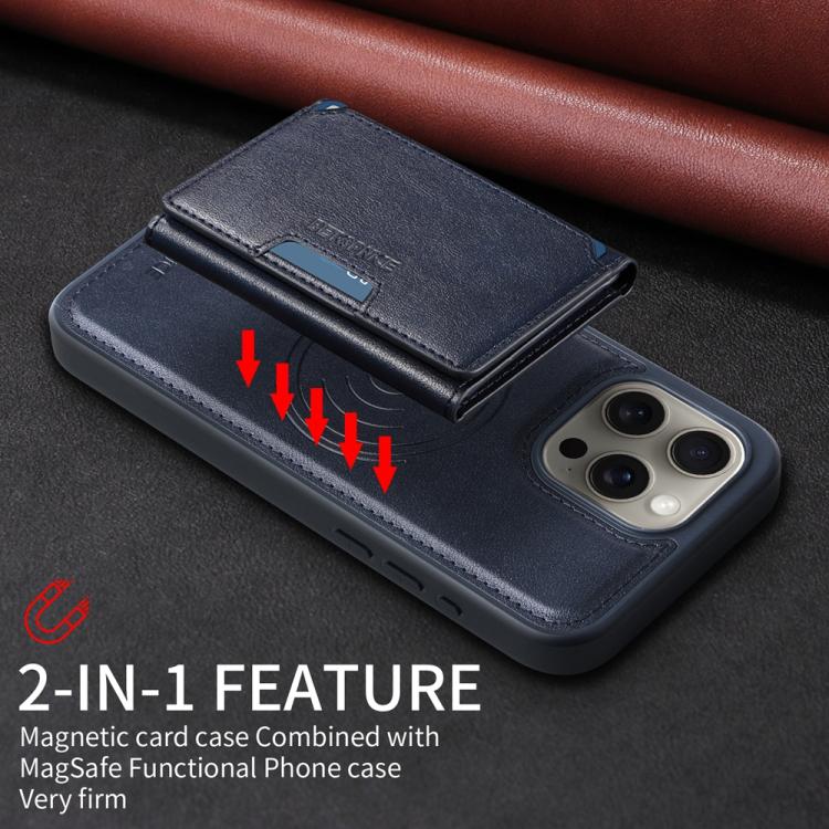 For iPhone 15 Pro Max BETOPNICE Horizontal Flip Detachable MagSafe Wallet Phone Case(Blue)