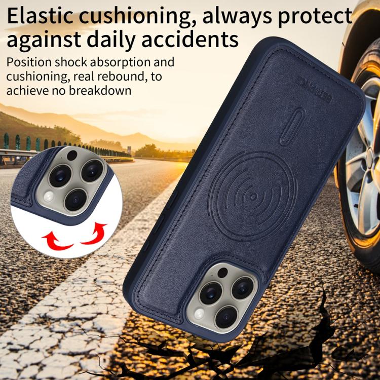 For iPhone 15 Pro Max BETOPNICE Horizontal Flip Detachable MagSafe Wallet Phone Case(Blue)