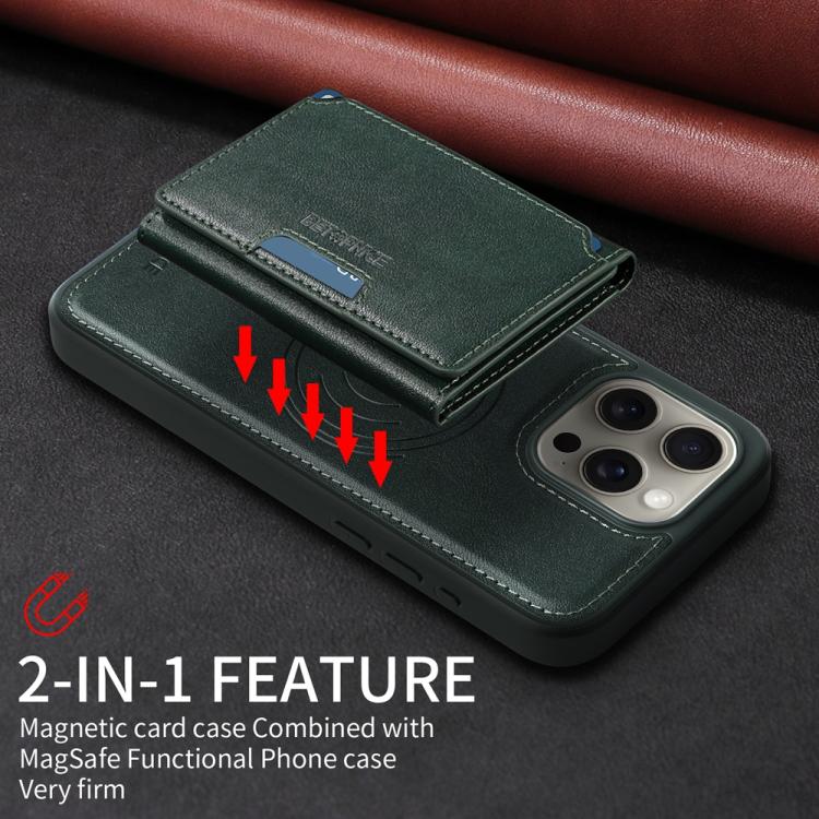 For iPhone 15 Pro Max BETOPNICE Horizontal Flip Detachable MagSafe Wallet Phone Case(Green)