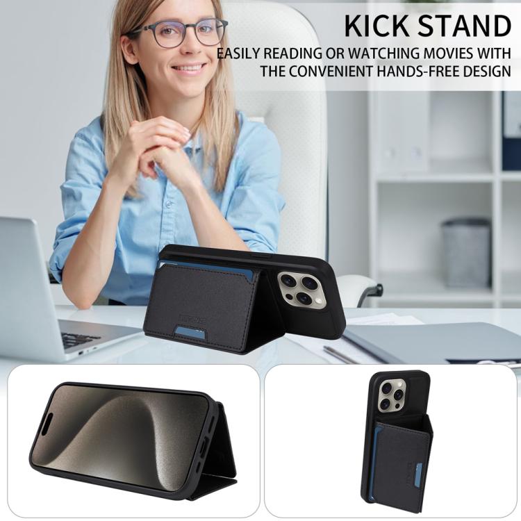 For iPhone 15 Pro Max BETOPNICE Horizontal Flip Detachable MagSafe Wallet Phone Case(Black)