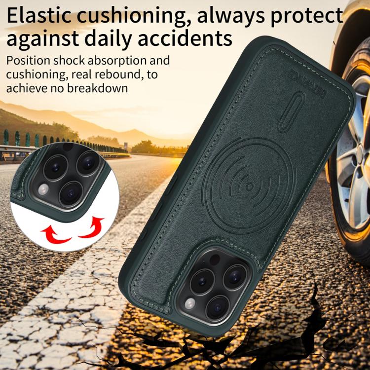 For iPhone 15 Pro BETOPNICE Horizontal Flip Detachable MagSafe Wallet Phone Case(Green)