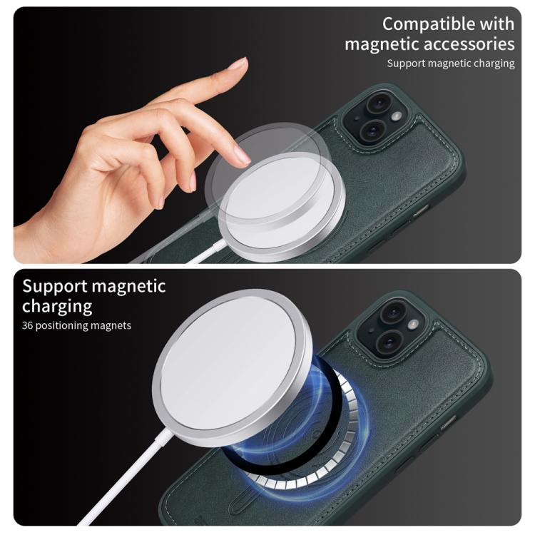 For iPhone 15 Plus BETOPNICE Horizontal Flip Detachable MagSafe Wallet Phone Case(Green)