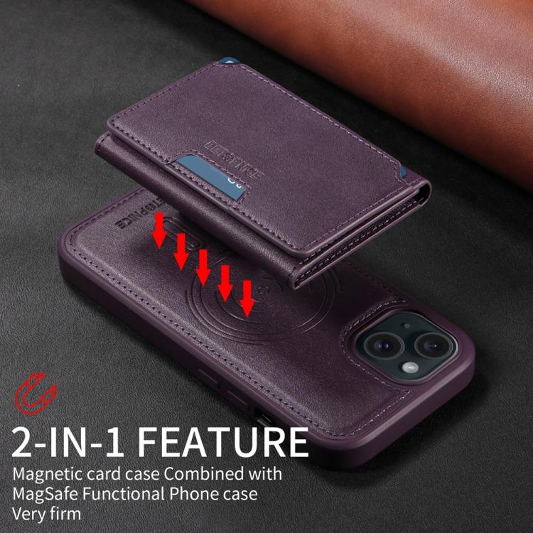 For iPhone 15 BETOPNICE Horizontal Flip Detachable MagSafe Wallet Phone Case(Purple)