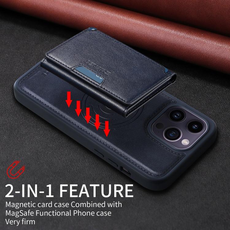 For iPhone 14 Pro Max BETOPNICE Horizontal Flip Detachable MagSafe Wallet Phone Case(Blue)