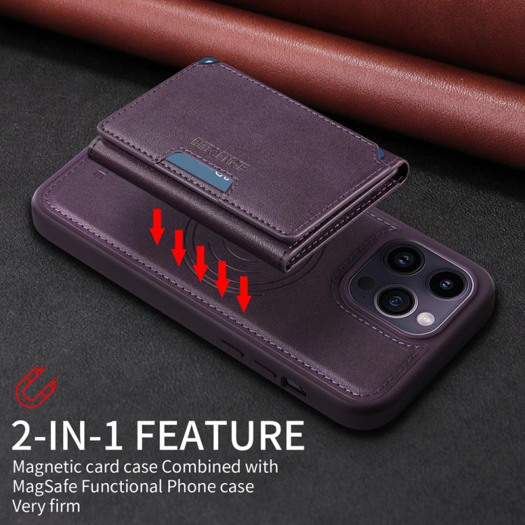 For iPhone 14 Pro Max BETOPNICE Horizontal Flip Detachable MagSafe Wallet Phone Case(Purple)