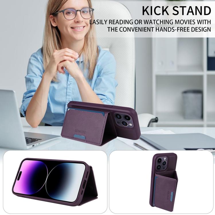 For iPhone 14 Pro Max BETOPNICE Horizontal Flip Detachable MagSafe Wallet Phone Case(Purple)