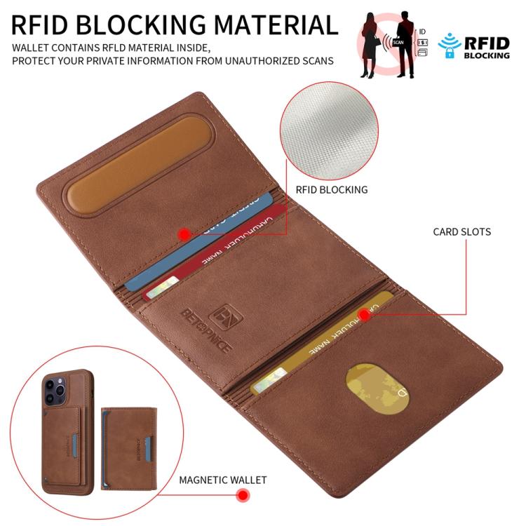 For iPhone 14 Pro Max BETOPNICE Horizontal Flip Detachable MagSafe Wallet Phone Case(Brown)