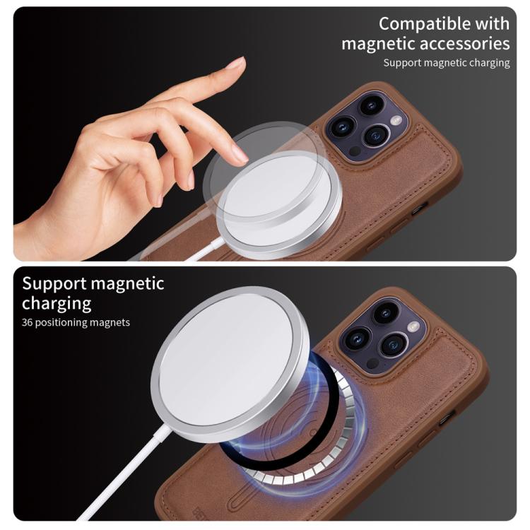 For iPhone 14 Pro Max BETOPNICE Horizontal Flip Detachable MagSafe Wallet Phone Case(Brown)