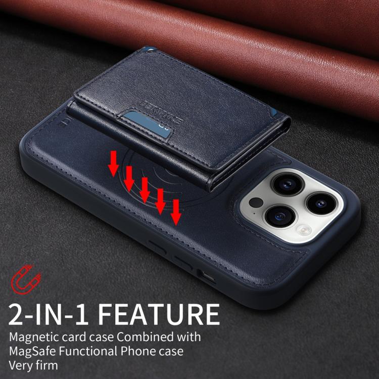 For iPhone 14 Pro BETOPNICE Horizontal Flip Detachable MagSafe Wallet Phone Case(Blue)