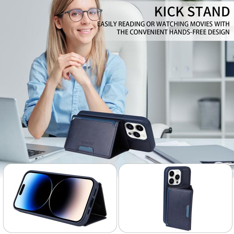 For iPhone 14 Pro BETOPNICE Horizontal Flip Detachable MagSafe Wallet Phone Case(Blue)