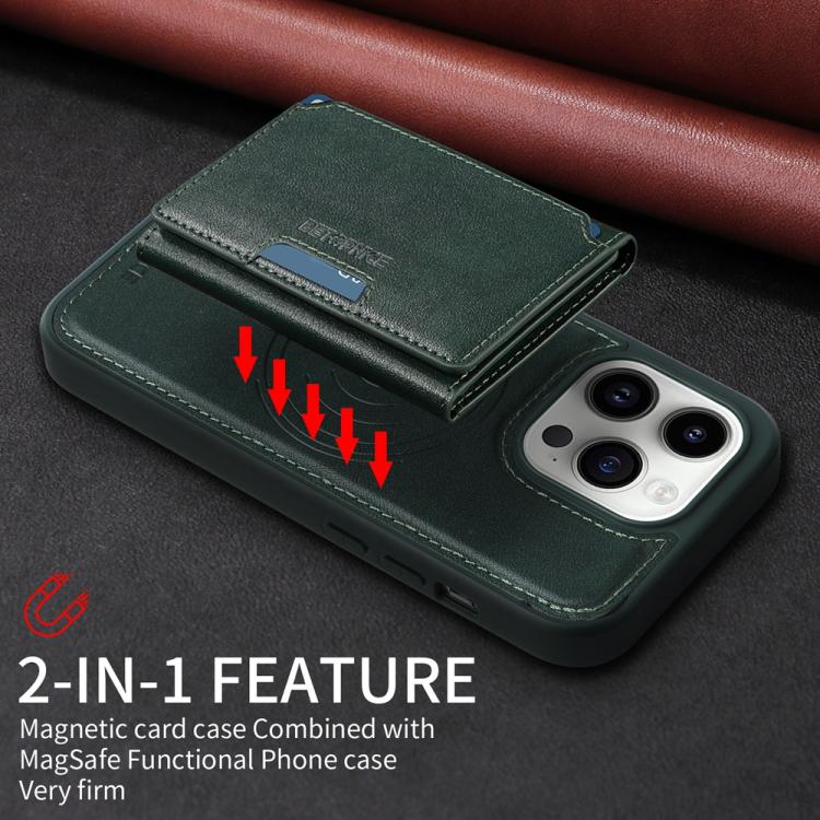 For iPhone 14 Pro BETOPNICE Horizontal Flip Detachable MagSafe Wallet Phone Case(Green)